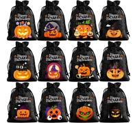 SLJYM 12Pcs Halloween Candy Drawstring Gift Bags Treasure Coin Kid Boys Birthday Party Favors Supplies Small Candy Treat Bags