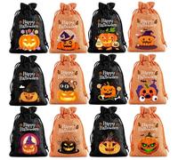 SLJYM 12Pcs Halloween Candy Drawstring Gift Bags Treasure Coin Kid Boys Birthday Party Favors Supplies Small Candy Treat Bags