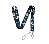 SLJYM 1PC Fashion Butterfly Lanyard Card Holder Keychain Hanging Rope Phone Neck Strap ID Badge Campus Bank Card Cover Case