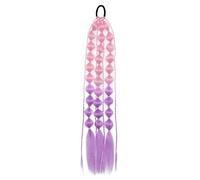 SLJYM 1Pc Synthetic Hair Wig Ponytail Extension Hairpieces Pink Long Lantern Bubble Braid Kinky Straight Women Girl Costume