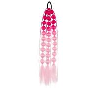 SLJYM 1Pc Synthetic Hair Wig Ponytail Extension Hairpieces Pink Long Lantern Bubble Braid Kinky Straight Women Girl Costume
