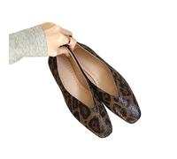 SLJYM Big Size 35-43Snake Pattern Leather Woman Square Toe Shallow Ballet Flats Wowen Ballerinas Daily Slip on Loafers