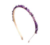 SLJYM Colorful Natural Stone Crystal Gravels Chips HairBand Women Girl Healing Headwear Hair Accessories Handmade Jewelry