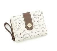 SLJYM Cute Cat Girls Wallet Short Student ID Bank Card Holder Money Bag Zipper Wallets for Women Key Storage Purse Coin Purse