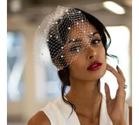 SLJYM Elegant Pearls Bridal Headband with Wedding Birdcage Veils Brides Face Net Wedding acessórios para casamento Women
