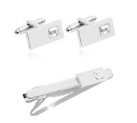 SLJYM Fashion Business Shirt Sleeve Decorative Buttons Classic Geometric Tie Clips and Cufflinks Set Men's Luxury Gift