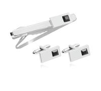 SLJYM Fashion Business Shirt Sleeve Decorative Buttons Classic Geometric Tie Clips and Cufflinks Set Men's Luxury Gift