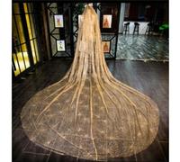 SLJYM Fashion Luxury Wedding Veils For Brides Bling Gold 3 Meters Sequins Crystal Big Bridal Veils Wedding Accessories