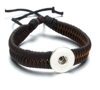 SLJYM Fashion Trendy Charm Braided Bracelet 18MM Snap Button Leather Bracelet Woven Rope Handmade Jewelry Men Women