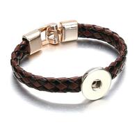 SLJYM Fashion Trendy Charm Braided Bracelet 18MM Snap Button Leather Bracelet Woven Rope Handmade Jewelry Men Women