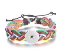 SLJYM Fashion Trendy Charm Braided Bracelet 18MM Snap Button Leather Bracelet Woven Rope Handmade Jewelry Men Women