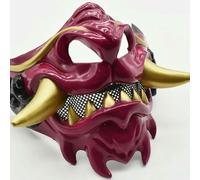 SLJYM Half Face Japanese Mask Halloween Evil Devil Party Mask Toy Demon Samurai Mask Masquerade Party Wear Accessories