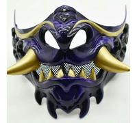 SLJYM Half Face Japanese Mask Halloween Evil Devil Party Mask Toy Demon Samurai Mask Masquerade Party Wear Accessories