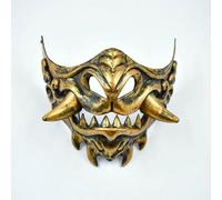 SLJYM Half Face Japanese Mask Halloween Evil Devil Party Mask Toy Demon Samurai Mask Masquerade Party Wear Accessories