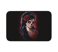 SLJYM Halloween Sugar Skull Front Door Floor Entrance Mats Outdoor Lady Doormat Bedroom Carpet Rug