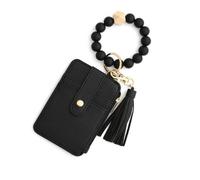 SLJYM Key Ring Bangle Purse Designer Leopard Leather Card Holder Silicone Beaded Credit Cards Keychain Wallet