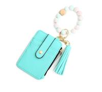 SLJYM Key Ring Bangle Purse Designer Leopard Leather Card Holder Silicone Beaded Credit Cards Keychain Wallet