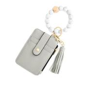 SLJYM Key Ring Bangle Purse Designer Leopard Leather Card Holder Silicone Beaded Credit Cards Keychain Wallet