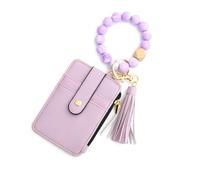 SLJYM Key Ring Bangle Purse Designer Leopard Leather Card Holder Silicone Beaded Credit Cards Keychain Wallet