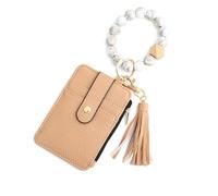 SLJYM Key Ring Bangle Purse Designer Leopard Leather Card Holder Silicone Beaded Credit Cards Keychain Wallet