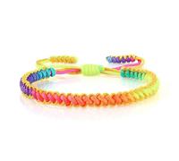 SLJYM Lucky Colorful Rainbow Knots Braided Bracelet For Women Men Couple Handmade Adjustable Prayer Nylon Rope Bangles Travel