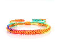 SLJYM Lucky Colorful Rainbow Knots Braided Bracelet For Women Men Couple Handmade Adjustable Prayer Nylon Rope Bangles Travel