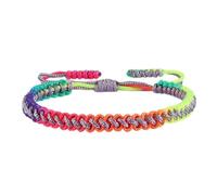 SLJYM Lucky Colorful Rainbow Knots Braided Bracelet For Women Men Couple Handmade Adjustable Prayer Nylon Rope Bangles Travel
