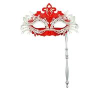 SLJYM Metal Fancy Elegant Party Masque Handheld Stick Half Face Venetian Masque with Rhinestones Women Men Prom Masquerade