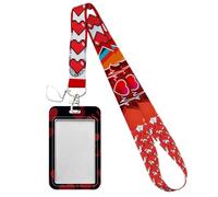 SLJYM Simple Marble Heart Rainbow Card Holder Lovely Hanging Rope Pass Hang Holder Lanyard Student Bus passr Case