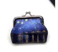 SLJYM Small Wallet Women Mini Printing Coin Purses Hasp Cash Card Handbags Clutch Money Change Bag Famous Van Gogh Printing