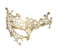 SLJYM Venetian Gold Plated Phoenix Metal Mask Shiny Rhinestone Masquerade Props
