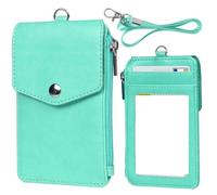 SLJYM Women Men Work Credit Card Holder Wallet Neck Strap Portable Zipper Hasp Student Staff ID Card Bus Desk Organizer Purse