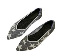 SLJYM Women's Flat Shoes Fashion Leisure Comfortable Walking Large Size Pointed Shallow Elastic Knitting face Versatile