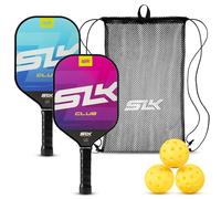 SLK Club Pickleball Paddle Bundle by Selkirk | Graphite & Fiberglass Face | SX3 Honeycomb Core | Ultimate Starter Set | 2 Lightweight Paddles | 3 Hybrid+ Pickleballs | 1 Mesh Sling Bag