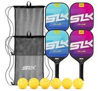 SLK Club Pickleball Paddle Bundle by Selkirk | Graphite & Fiberglass Face | SX3 Honeycomb Core | Ultimate Starter Set | 4 Lightweight Paddles | 6 Hybrid+ Pickleballs | 2 Mesh Sling Bags