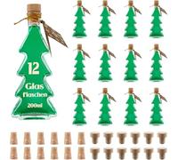 slkfactory 12 x 200 ml Glass Bottles Christmas Tree Bottles Liqueur Bottles Schnapps Bottles 0.2 Litres (Pack of 12)