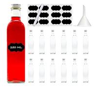Slkfactory 250ml Glass Bottles with Screw Tops 12 Pcs Reusable Twist-Off Lids Airtight Glass Bottle for Home Made Sloe Gin Liqueur Schnapps Soda Vodka Oil Vinegar Juice Water - Maraska (12 x 250 ml)