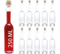 slkfactory Casavetro OPI HGK 10 x 250 ml Empty Glass Bottles with Handle Cap 0.25 L Liquor Bottles/Vinegar Bottles/Oil Bottles (10 x 250 ml)
