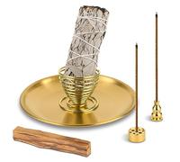 SLKIJDHFB 5-in-1 Incense Holder, Palo Santo & Sage Holder with 14.3cm Aluminium Ash Catcher, Ideal Home Decor for Yoga Room, Meditation Room
