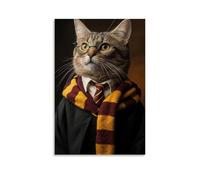 SLKJYX Animal Poster of A Cat with An Image of Harry Potter in His Vest Wall Art Decorative Painting Mural Modern Decoration Hanging Art Poster 12x18inch(30x45cm)