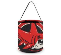 SLKMHFT Collapsible Halloween Tote Candy Bag Cartoon Shark Printed Candy Bucket Reusable Candy Basket with Handles for Halloween Party Christmas Party Storage, Cartoon Shark, 7.9*7.9*8.3 inches