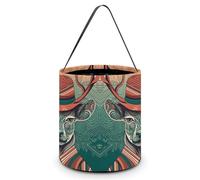 SLKMHFT Collapsible Halloween Tote Candy Bag Christmas Deer Wearing Tie Printed Candy Bucket Reusable Candy Basket with Handles for Halloween Party Christmas Party Storage, Christmas Deer Wearing Tie,