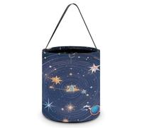 SLKMHFT Collapsible Halloween Tote Candy Bag Constellations Cosmic Galaxies Printed Candy Bucket Reusable Candy Basket with Handles for Halloween Party Christmas Party Storage, Constellations Cosmic