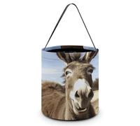 SLKMHFT Collapsible Halloween Tote Candy Bag Funny Donkey Printed Candy Bucket Reusable Candy Basket with Handles for Halloween Party Christmas Party Storage, Funny Donkey, 7.9*7.9*8.3 inches