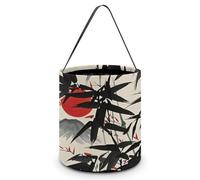 SLKMHFT Collapsible Halloween Tote Candy Bag Ink Painting of Red Sun And Mountains Printed Candy Bucket Reusable Candy Basket with Handles for Halloween Party Christmas Party Storage, Ink Painting of