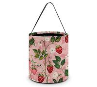 SLKMHFT Collapsible Halloween Tote Candy Bag Peach Strawberry Print Printed Candy Bucket Reusable Candy Basket with Handles for Halloween Party Christmas Party Storage, Peach Strawberry Print,