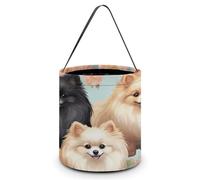 SLKMHFT Collapsible Halloween Tote Candy Bag Pomeranians Pattern Printed Candy Bucket Reusable Candy Basket with Handles for Halloween Party Christmas Party Storage, Pomeranians Pattern, 7.9*7.9*8.3