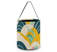 SLKMHFT Collapsible Halloween Tote Candy Bag Retro Japanese Pattern Printed Candy Bucket Reusable Candy Basket with Handles for Halloween Party Christmas Party Storage, Retro Japanese Pattern,