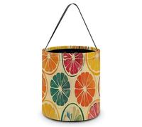 SLKMHFT Collapsible Halloween Tote Candy Bag Retro Style Citrus Printed Candy Bucket Reusable Candy Basket with Handles for Halloween Party Christmas Party Storage, Retro Style Citrus, 7.9*7.9*8.3