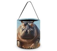 SLKMHFT Collapsible Halloween Tote Candy Bag Running Animal Images Printed Candy Bucket Reusable Candy Basket with Handles for Halloween Party Christmas Party Storage, Running Animal Images,